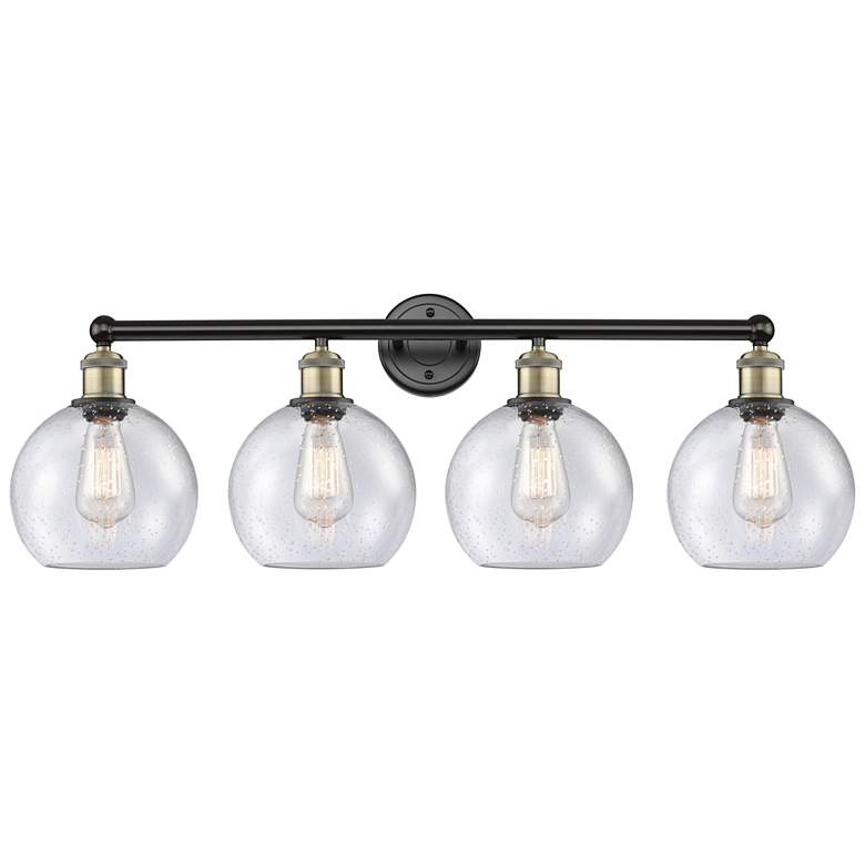 Image 1 Athens 35"W 4 Light Black Antique Brass Bath Vanity Light With Seedy S