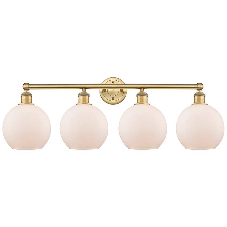 Image 1 Athens 35"W 4 Light Brushed Brass Bath Vanity Light With Matte White S