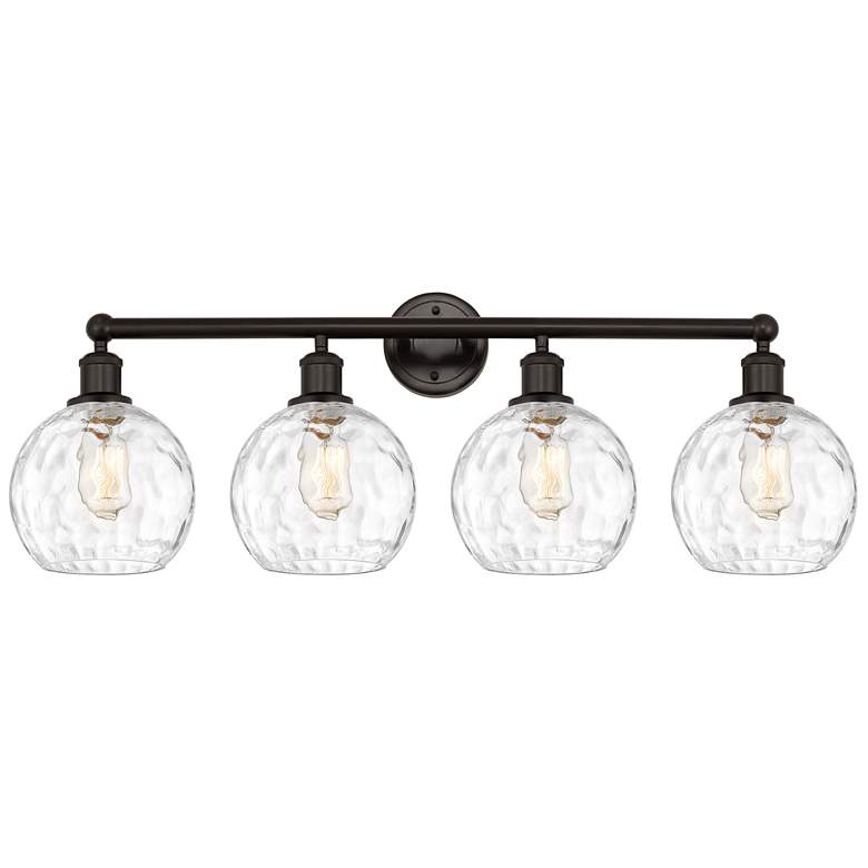 Image 1 Athens 35"W 4 Light Oil Rubbed Bronze Bath Light w/ Water Glass Shade
