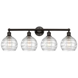 Athens 35"W 4 Light Oil Rubbed Bronze Bath Vanity Light w/ Deco Swirl Athens 35"W 4 Light Oil Rubbed Bronze Bath Vanity Light w/ Deco Swirl