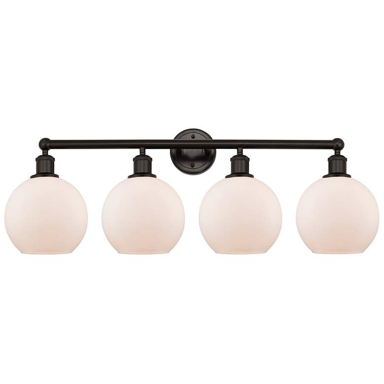 Image 1 Athens 35"W 4 Light Oil Rubbed Bronze Bath Vanity Light With White Sha