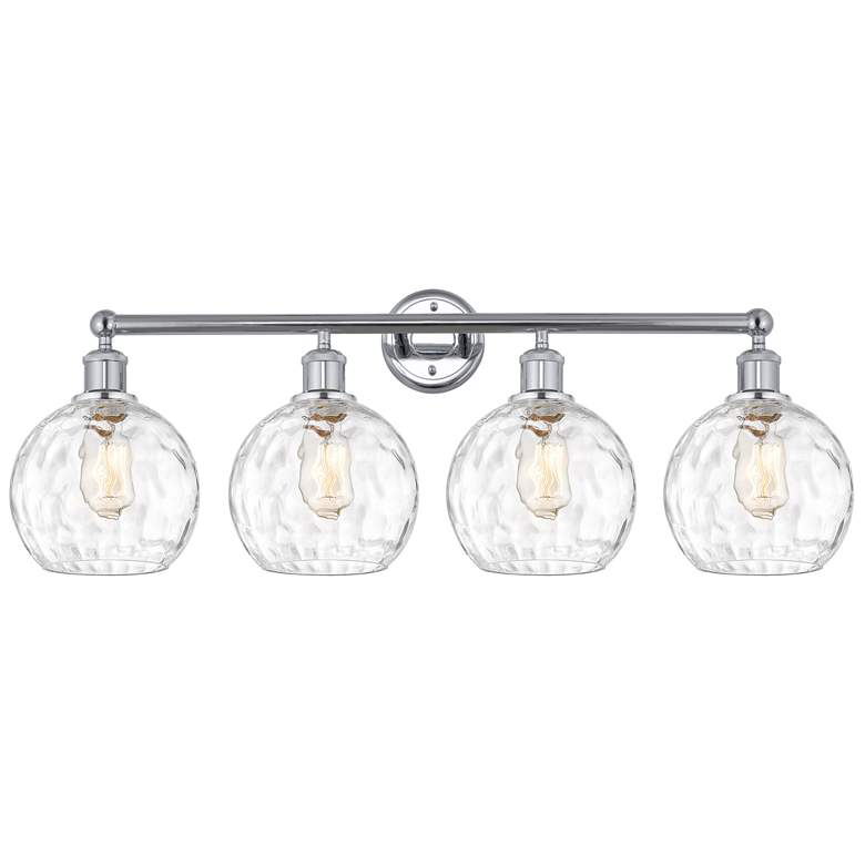 Image 1 Athens 35"W 4 Light Polished Chrome Bath Vanity Light w/ Water Glass S