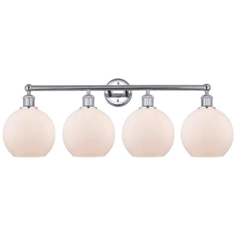 Image 1 Athens 35"W 4 Light Polished Chrome Bath Vanity Light With White Shade