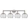 Athens 35"W 4 Light Polished Nickel Bath Vanity Light w/ Deco Swirl Sh