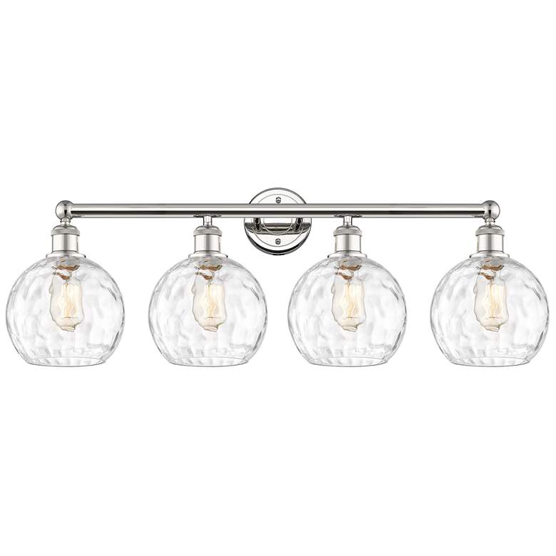 Image 1 Athens 35"W 4 Light Polished Nickel Bath Vanity Light w/ Water Glass S