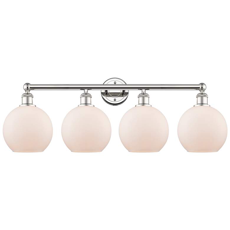 Image 1 Athens 35"W 4 Light Polished Nickel Bath Vanity Light With White Shade
