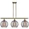 Athens 36.5"W 3-Light Antique Brass Stem Island Light w/ Smoke Swirl S