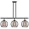 Athens 36.5"W 3-Light Black Brass Stem Island Light w/ Smoke Swirl Sha