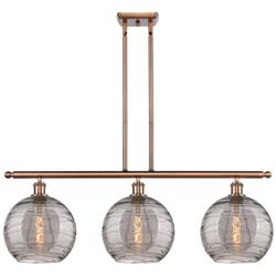 Athens 36.5"W 3-Light Copper Stem Island Light w/ Smoke Swirl Shade
