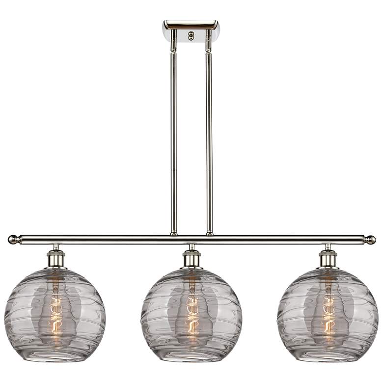 Image 1 Athens 36.5"W 3-Light Polished Nickel Stem Island Light w/ Smoke Swirl