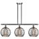Athens 36.5"W 3-Light Satin Nickel Stem Island Light w/ Smoke Swirl Sh