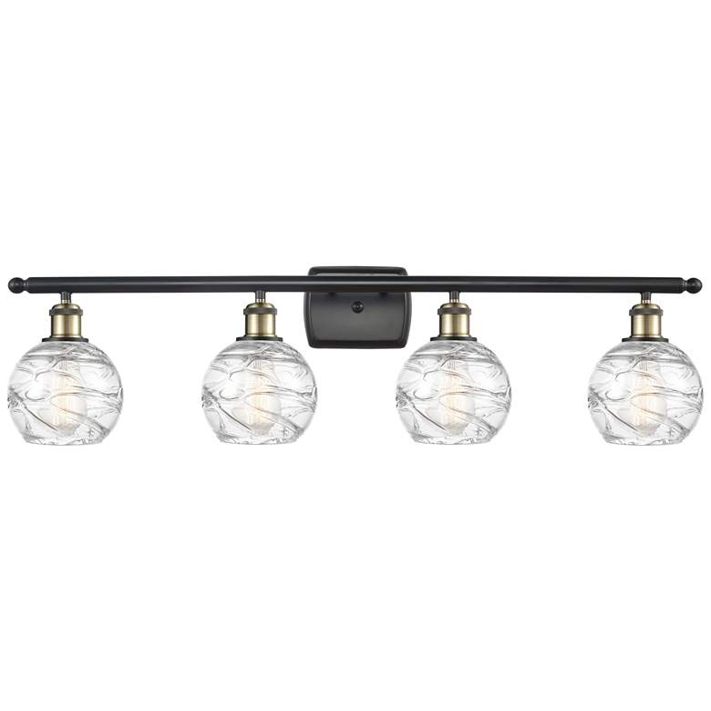 Image 1 Athens 36" 4-Light Black Antique Brass Bath Light w/ Clear Deco Swirl