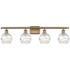 Athens 36" 4-Light Brushed Brass Bath Light w/ Clear Deco Swirl Shade