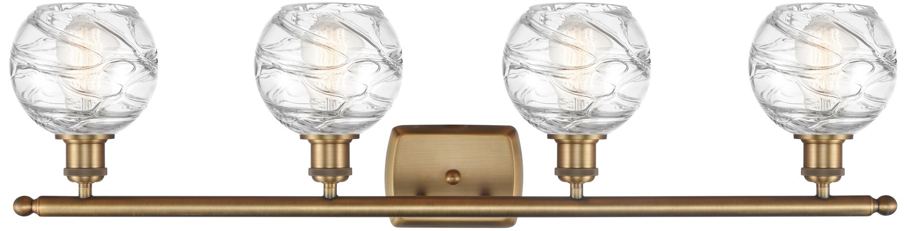 Image 2 Athens 36" 4-Light Brushed Brass Bath Light w/ Clear Deco Swirl Shade more views