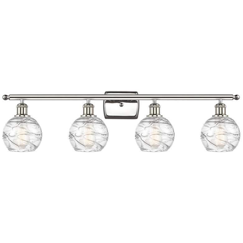 Image 1 Athens 36" 4-Light Polished Nickel Bath Light w/ Clear Deco Swirl Shad