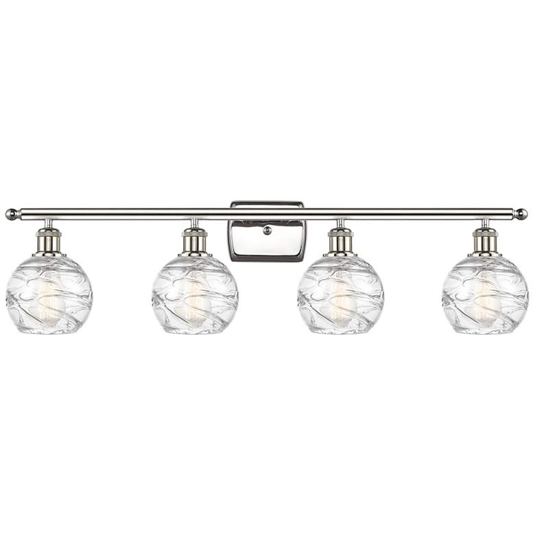 Image 1 Athens 36 inch 4-Light Polished Nickel Bath Light w/ Clear Deco Swirl Shad