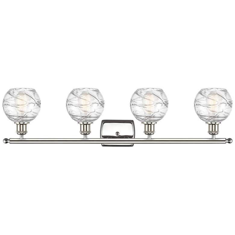 Image 2 Athens 36" 4-Light Polished Nickel Bath Light w/ Clear Deco Swirl Shad more views
