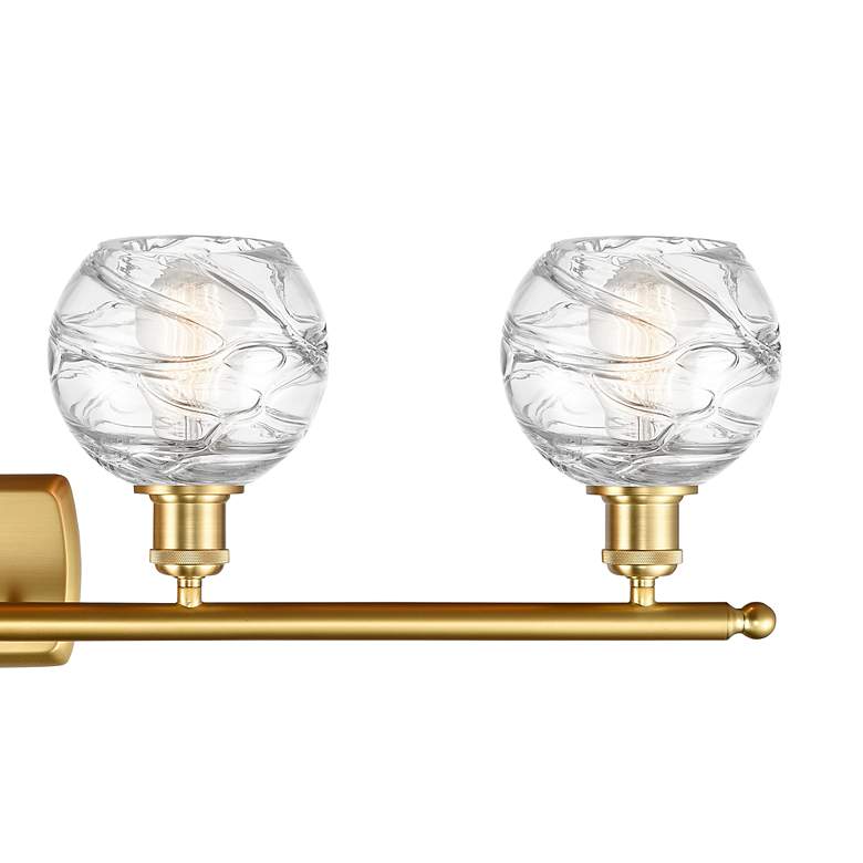 Image 2 Athens 36" 4-Light Satin Gold Bath Light w/ Clear Deco Swirl Shade more views