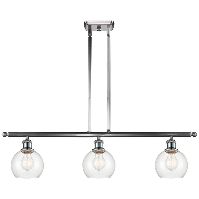 Image 1 Athens 36" Wide Brushed Satin Nickel 3-Light Linear Pendant