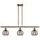 Athens 36"W 3-Light Antique Brass Stem Island Light w/ 6" Smoke S