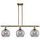 Athens 36"W 3-Light Antique Brass Stem Island Light w/ 8" Smoke S