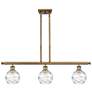 Athens 36"W 3 Light Brushed Brass Island Light w/ Deco Swirl Shade