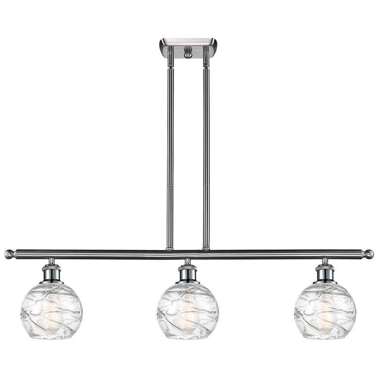 Image 1 Athens 36"W 3 Light Brushed Nickel Island Light w/ Deco Swirl Shade