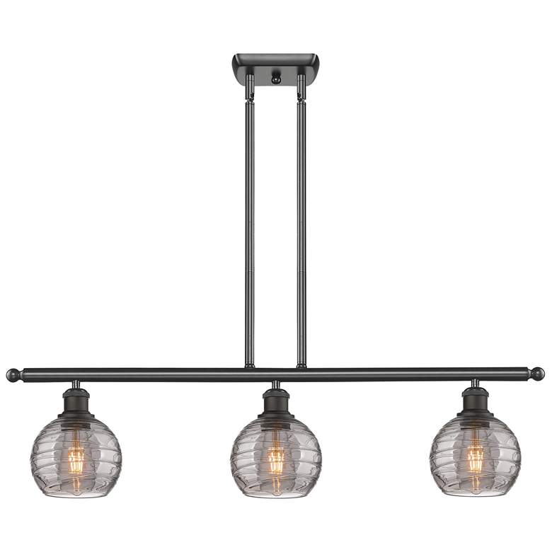 Image 1 Athens 36"W 3-Light Oiled Bronze Stem Island Light w/ 6" Smoke Sw
