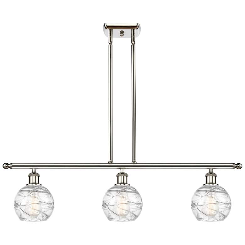 Image 1 Athens 36"W 3 Light Polished Nickel Island Light w/ Deco Swirl Shade