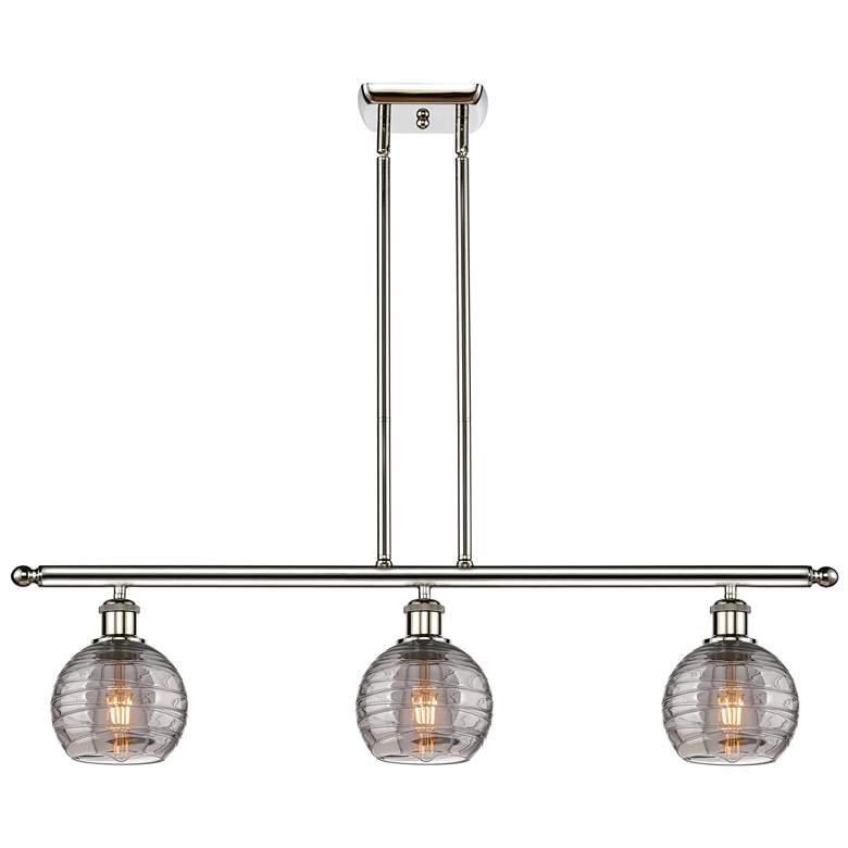 Image 1 Athens 36"W 3-Light Polished Nickel Stem Island Light w/ 6" Smoke