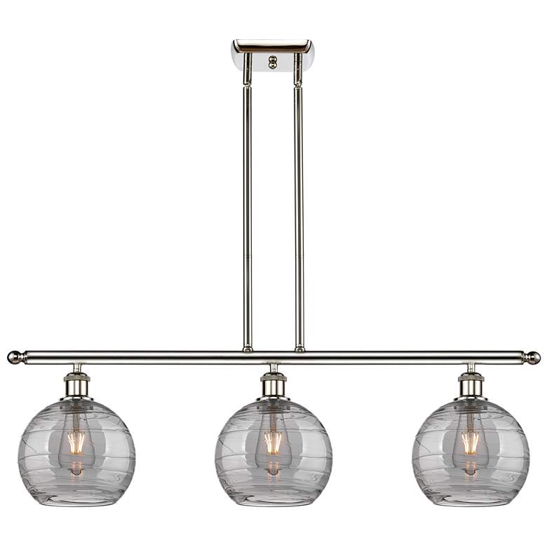 Image 1 Athens 36"W 3-Light Polished Nickel Stem Island Light w/ 8" Smoke