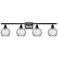 Athens 36"W Black 4-Light Bath Light with Clear Water Glass
