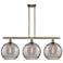 Athens 38.5"W 3-Light Antique Brass Stem Island Light w/ Smoke Swirl S
