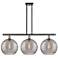 Athens 38.5"W 3-Light Black Brass Stem Island Light w/ Smoke Swirl Sha