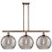 Athens 38.5"W 3-Light Copper Stem Island Light w/ Smoke Swirl Shade