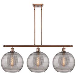 Athens 38.5"W 3-Light Copper Stem Island Light w/ Smoke Swirl Shade