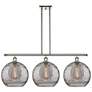 Athens 38.5"W 3-Light Polished Nickel Stem Island Light w/ Smoke Swirl