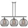 Athens 38.5"W 3-Light Satin Nickel Stem Island Light w/ Smoke Swirl Sh