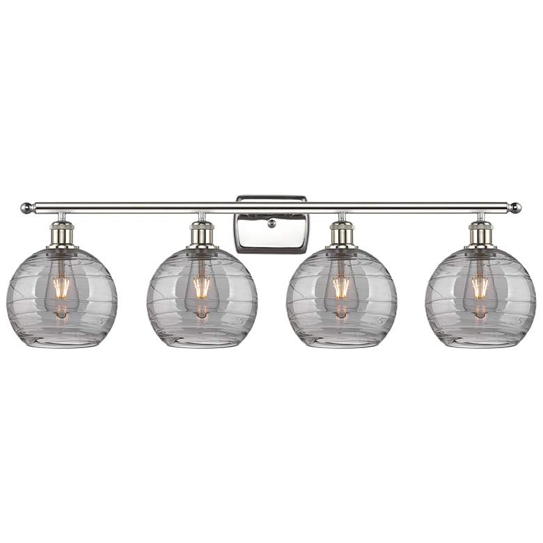 Image 1 Athens 38"W 4-Light Polished Nickel Bath Light w/ Smoke Swirl Shade
