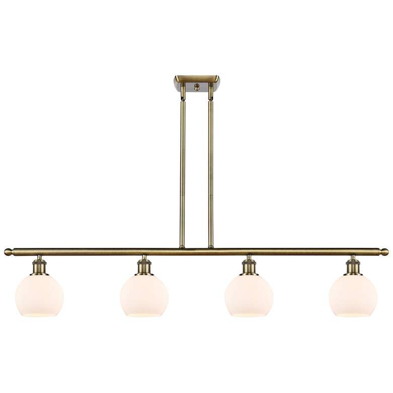 Image 1 Athens 4-Light 48" Antique Brass Island-Light With Matte White Shade