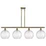 Athens 4-Light 48" Antique Brass LED Island-Light With Water Glass Sha
