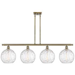 Athens 4-Light 48" Antique Brass LED Island-Light With Water Glass Sha