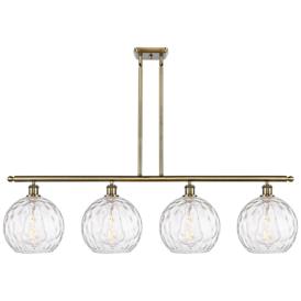 Athens 4-Light 48" Antique Brass LED Island-Light With Water Glass Sha Athens 4-Light 48" Antique Brass LED Island-Light With Water Glass Sha