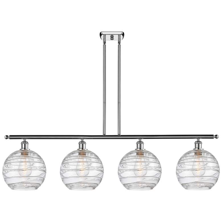 Image 1 Athens 4-Light 48 inch Chrome LED Island-Light With Clear Deco Swirl Shade