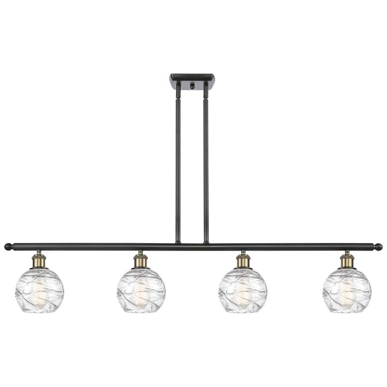 Image 1 Athens 46"W 4 Light Black Brass Stem Hung Island Light w/ Deco Swirl S