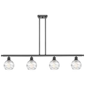 Athens 46"W 4 Light Bronze Stem Hung Island Light w/ Deco Swirl Shade Athens 46"W 4 Light Bronze Stem Hung Island Light w/ Deco Swirl Shade