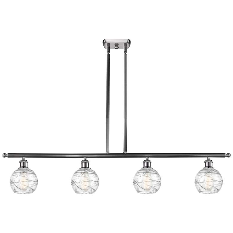 Image 1 Athens 46"W 4 Light Brushed Nickel Stem Island Light w/ Deco Swirl Sha