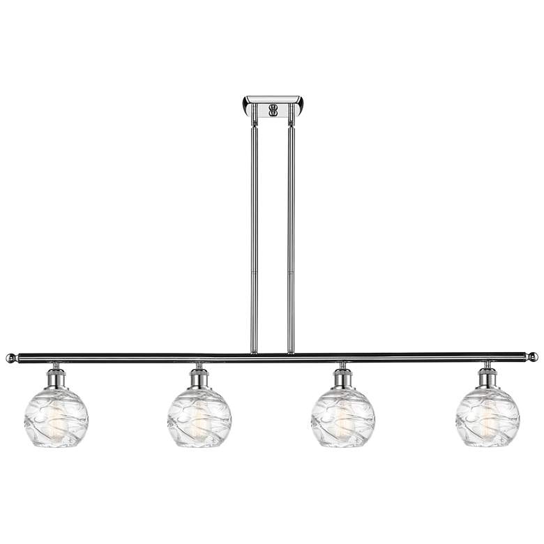 Image 1 Athens 46"W 4 Light Chrome Stem Hung Island Light w/ Deco Swirl Shade