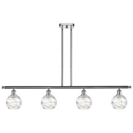 Athens 46"W 4 Light Chrome Stem Hung Island Light w/ Deco Swirl Shade Athens 46"W 4 Light Chrome Stem Hung Island Light w/ Deco Swirl Shade