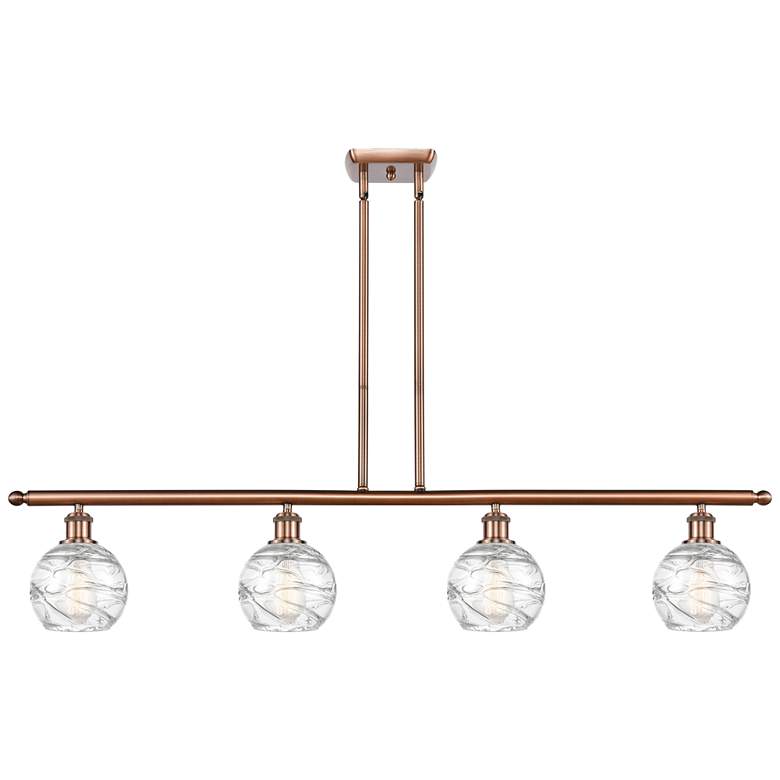 Image 1 Athens 46"W 4 Light Copper Stem Hung Island Light w/ Deco Swirl Shade
